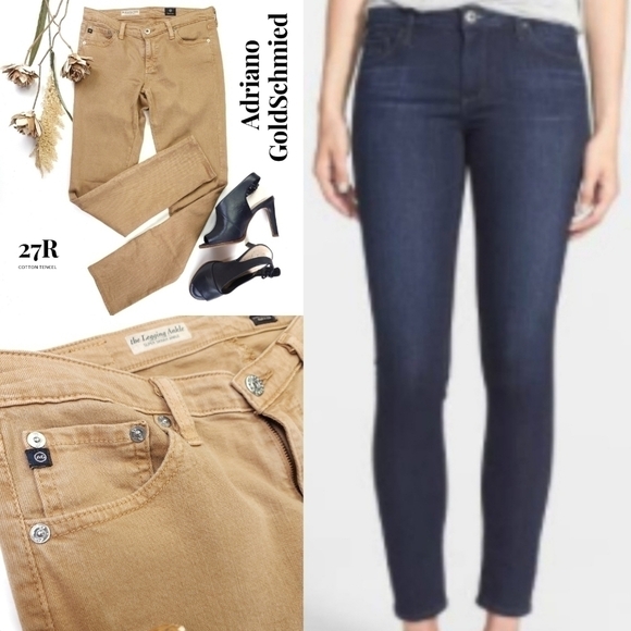 New AG Adriano GoldSchmied Tan The Legging Ankle Sz 27R - Picture 2 of 15